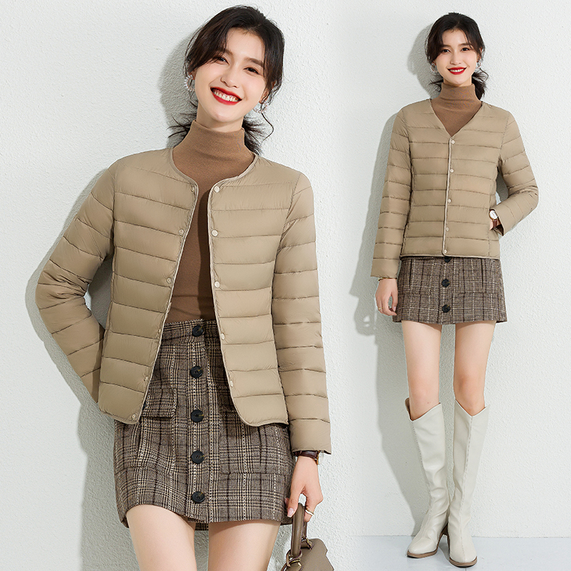轻薄修身羽绒棉内胆女短款