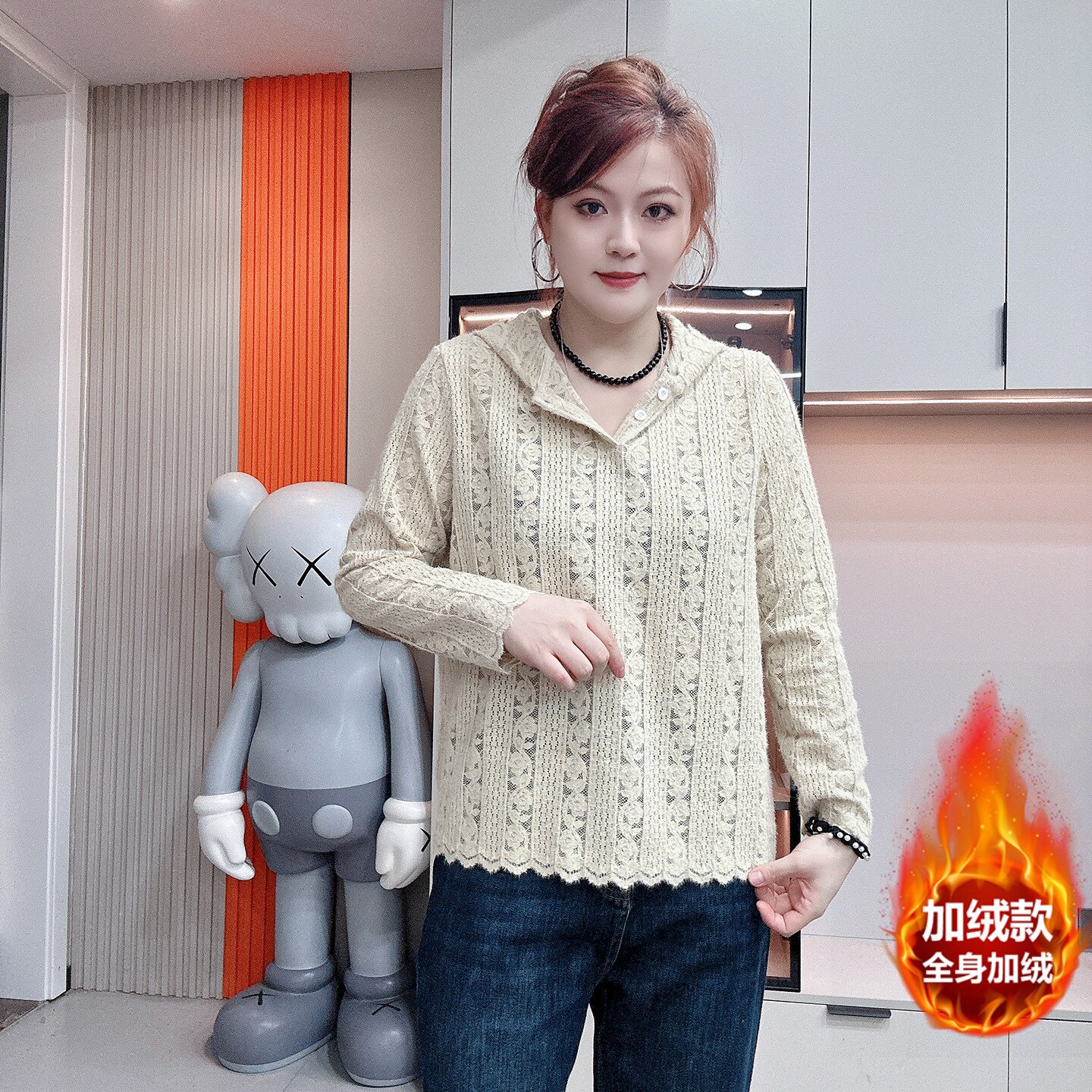 绝美巨好看的打底衫女内搭可外穿洋气2026新款正流行蕾丝连帽上衣