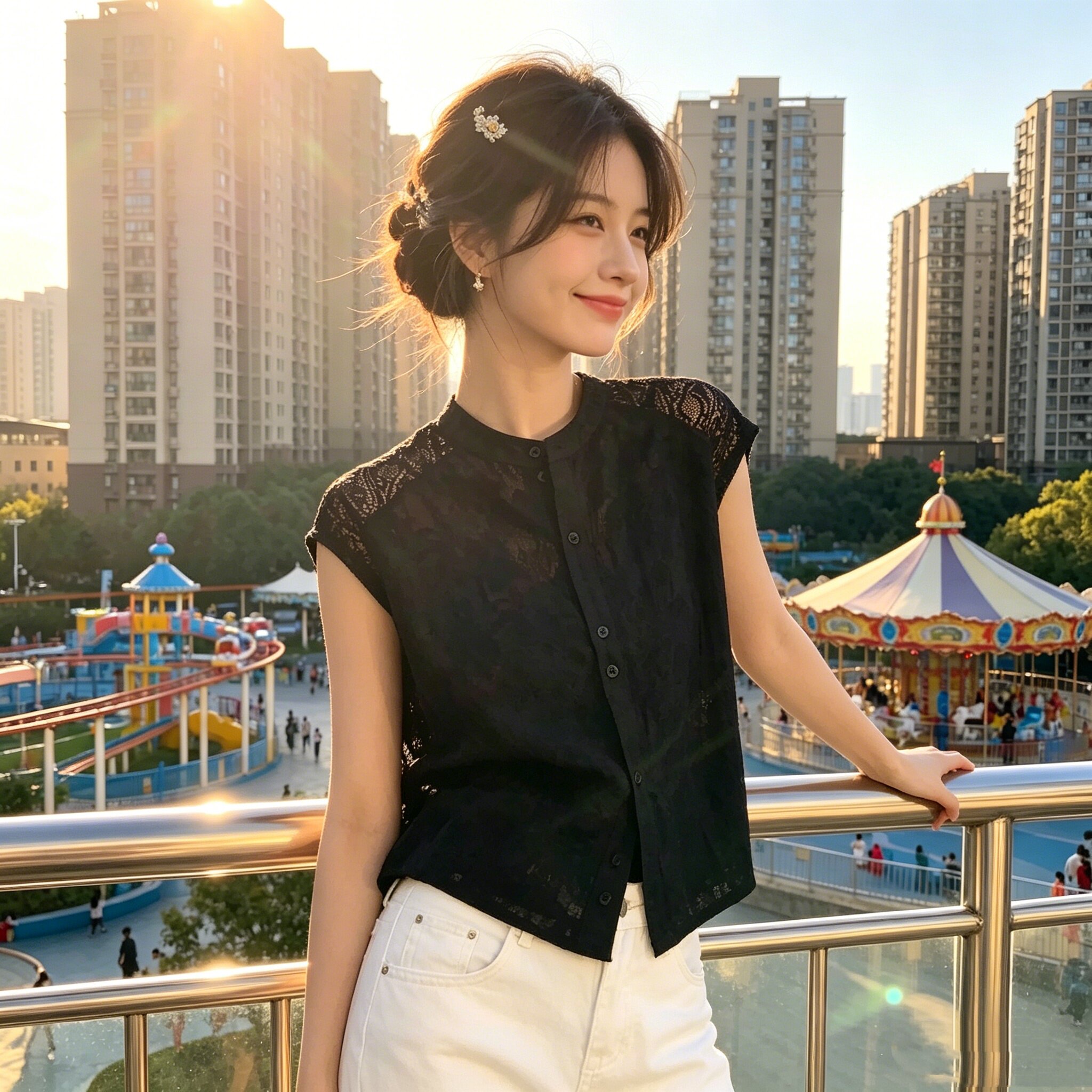 夏季轻薄透气无袖蕾丝显瘦上衣女