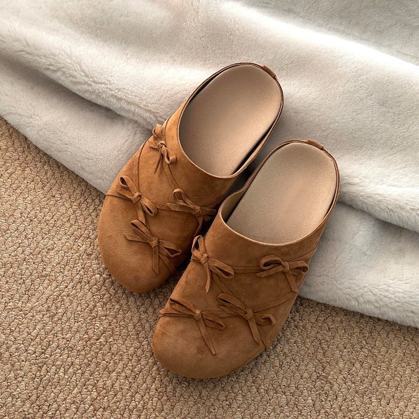 升级版~勃肯鞋鞋子女2026新款爆款蝴蝶结一脚蹬懒人包头半拖鞋女