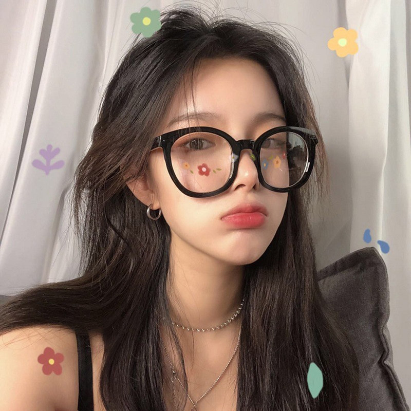 网红黑框眼镜女复古素颜粗眼镜框大框平光眼睛近视眼镜架配度数