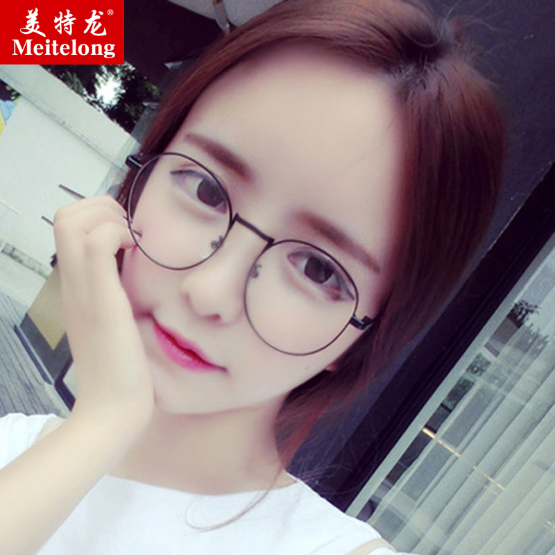 复古平光文艺圆形小脸女眼镜框