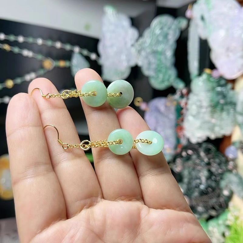 天然翡翠耳环女平安扣耳坠古风2025新款新中式小众设计平安环耳饰