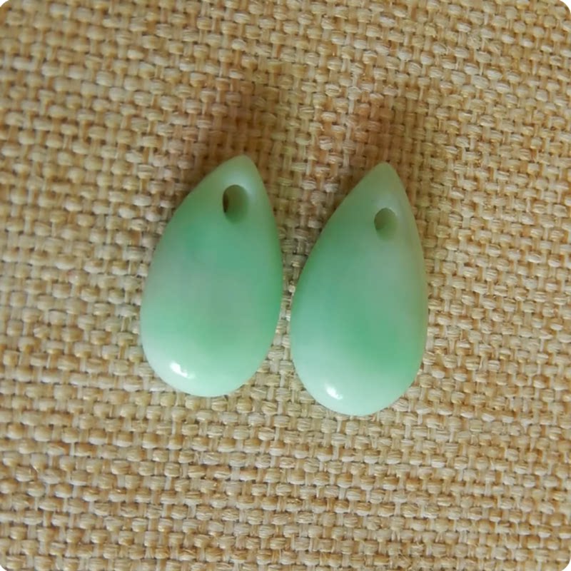 缅甸天然A货翡翠明料原石水滴玉石飘绿耳坠耳环耳钉小吊坠手饰品