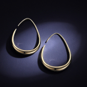 金色素圈耳环大圈圈高级感气质复古港风耳饰日常百搭简约水滴耳坠