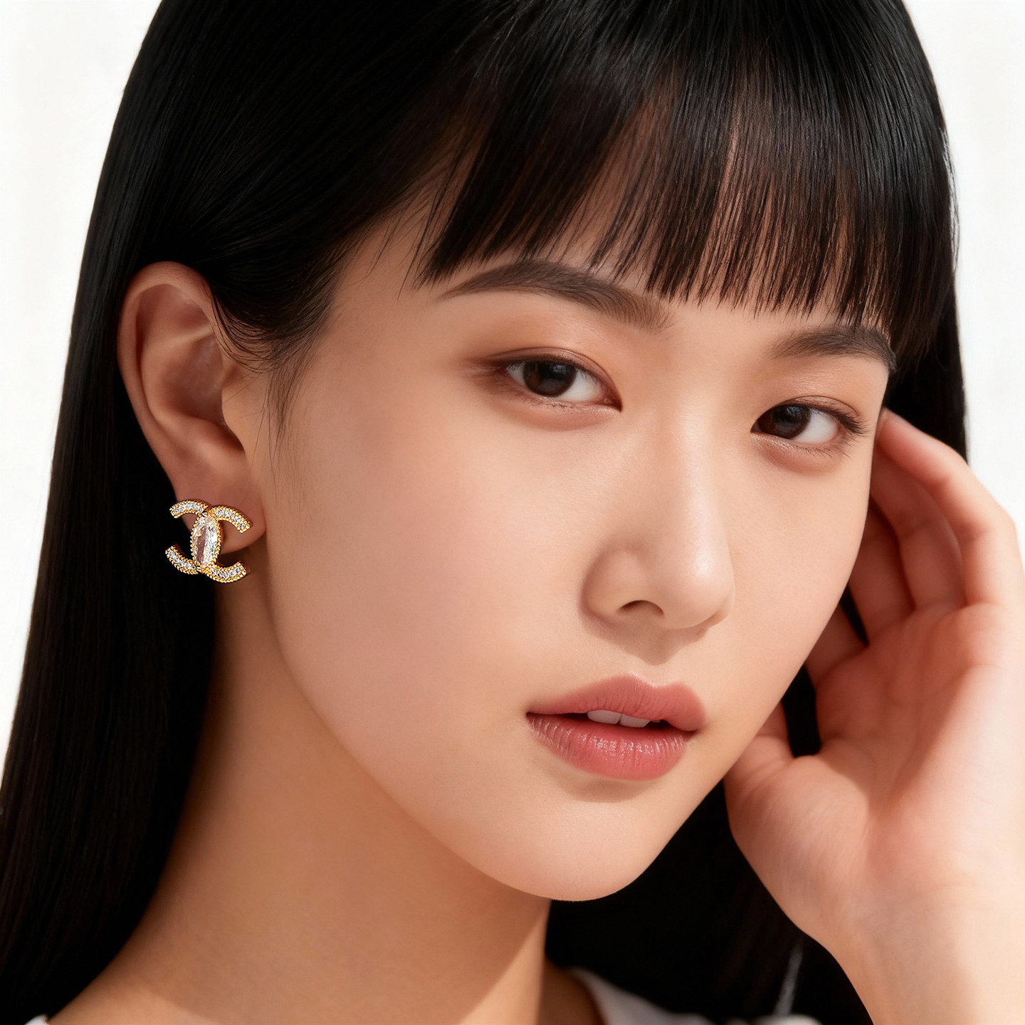 字母独特2026新款耳环女玫瑰彩金漂亮耳坠小香风无耳洞耳夹款耳饰