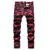 街头hiphop迷彩水洗牛仔裤 秋冬新款 休闲直筒裤 微弹长裤 子修身 美式