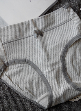 新品女士纯棉内裤中腰包臀三角灰色透气全棉档大码外贸出口日单