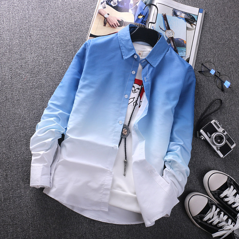 漸變襯衫男士短袖夏季休閑寬松透氣沙灘襯衣男長袖秋天裝青年外套在類目 男裝, 襯衫中 - 來自Buy2taobao.com提供專業的淘寶代購服務