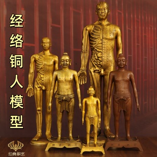 饰可定制诊所药房摆件穴位人铜摆件 纯黄铜针灸铜人体模型中医馆装