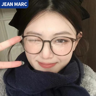 冷茶色眼镜框女方圆脸素颜神器大脸显脸小可配度数近视眼睛框镜架