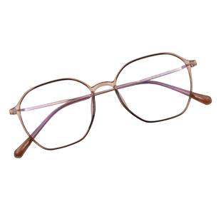 多边形茶色眼镜框女近视镜可配度数超轻镜框大脸显脸小近视眼镜女