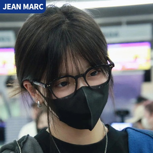 日系黑框近视眼镜女方圆脸显瘦高级感素颜神器可配度数黑色眼镜框