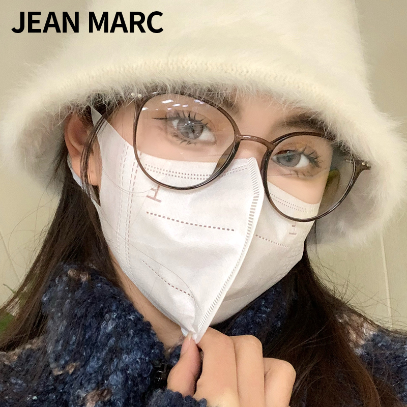 jeanmarc椭圆框茶色近视眼镜女素颜圆脸冷茶色网红款防蓝光眼镜框