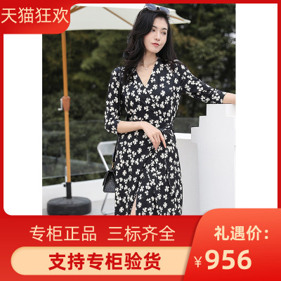DIDVF裹身裙2023夏季新款黑底白