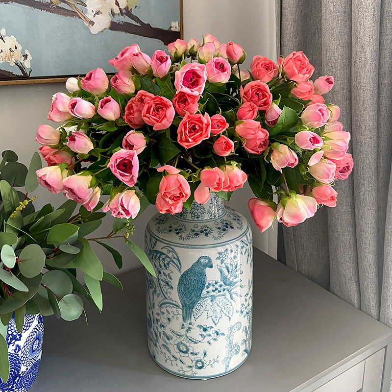 茶玫花苞仿真花摆件清雅自然家居客厅装饰手感假花玫瑰苞插花花艺