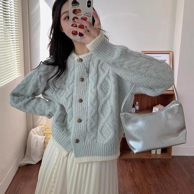 （现货速发）圆领毛衣外套女