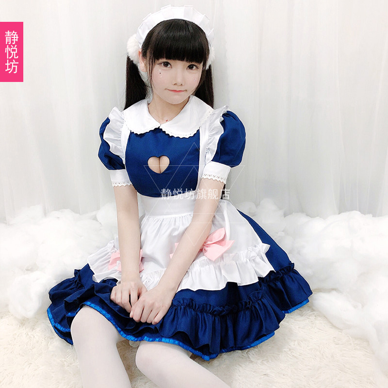 日系软妹镂空短袖女仆装cosplay服装女佣cos服装轻lo洛丽塔连衣裙