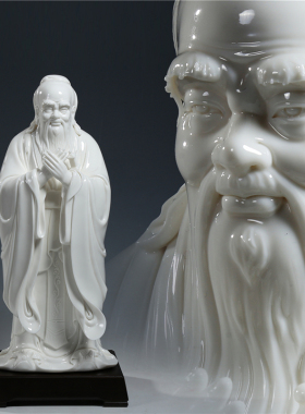 德化白瓷18吋孔子摆件书房桌面博古架摆设工艺品送老师至圣先师