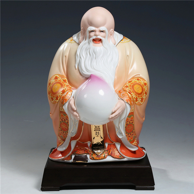 老寿星寿桃送老人礼品长辈生日礼物寿礼高档陶瓷工艺品桌面摆件