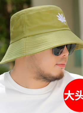 渔夫帽大头围秋天大号帽子男适合圆脸大码加大秋季绿色60cm遮阳帽