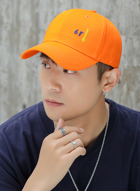 帽子男秋天韩版潮鸭舌帽时尚休闲橙色潮流百搭男士秋季防晒棒球帽