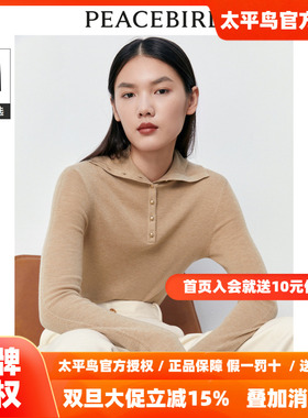 【商场同款】太平鸟女装2025年冬季新款翻领打底衫A1EBD4325