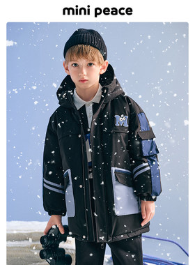 【御寒系列】MINIPEACE太平鸟童装男童工装防风羽绒服中长款冬装