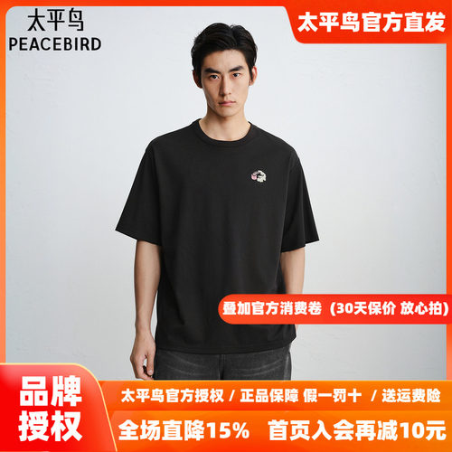 【商场同款】太平鸟男装T恤26秋季新款刺绣印花短袖潮 B2CNG1121