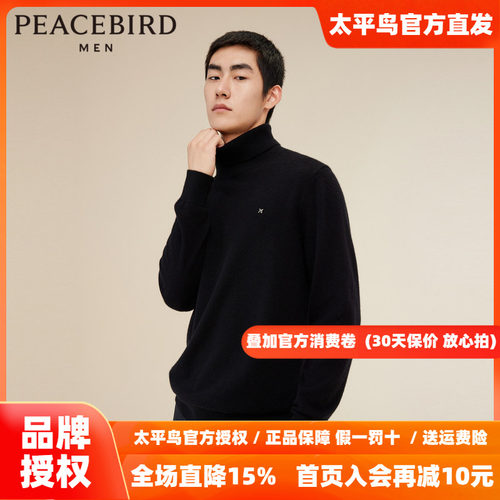 【商场同款】太平鸟男装保暖线衫23冬季新款高领毛衣 B1EGD414