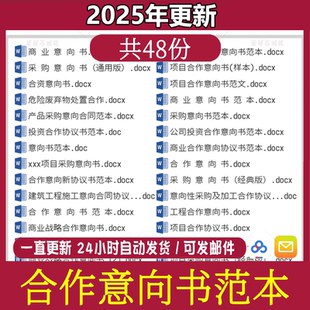 合作意向书合同范本商业产品df采购工程项目投资合伙协议书模板