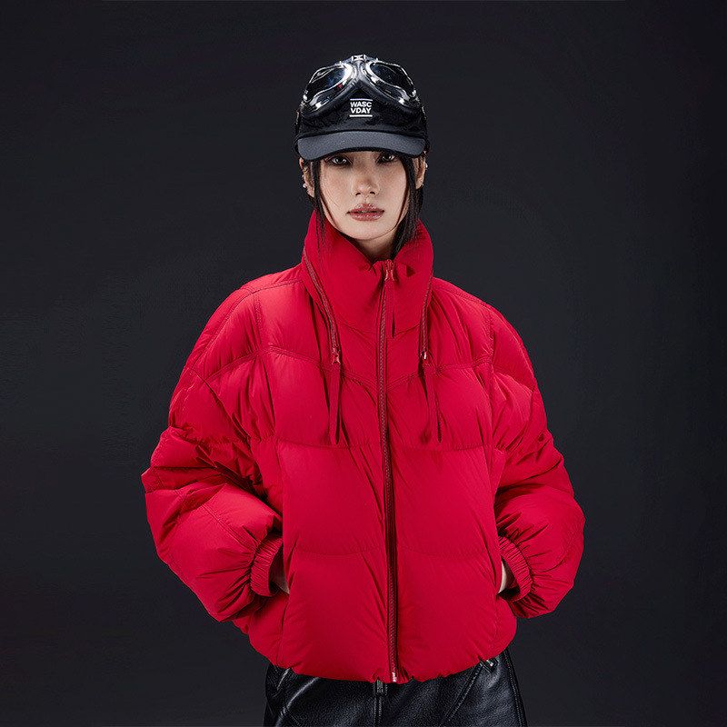 壹缺潮牌90白鸭绒排骨羽绒服女冬季加厚保暖宽松立领短款羽绒外套