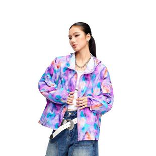 拓谷春夏薄款连帽衫女多巴胺撞色拉链开衫长袖上衣百搭潮牌外套女
