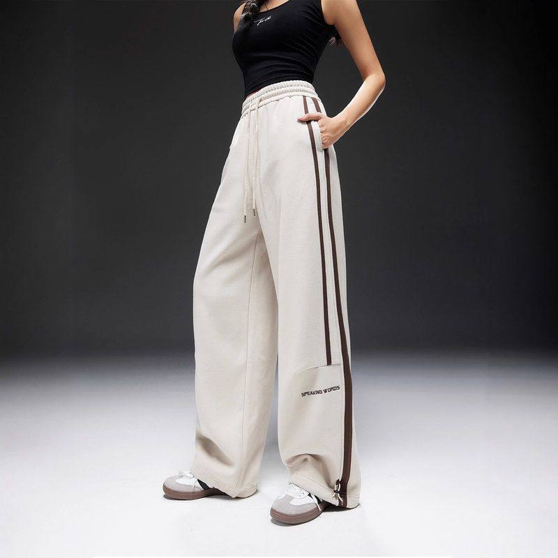 拓谷条纹休闲裤女潮流宽松运动裤秋冬加绒保暖抽绳直筒束脚卫裤子,女装/女士精品,休闲裤,淘宝优惠券,粉丝福利购,淘宝优惠卷
