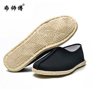 一脚蹬爸爸黑色复古布鞋 布师傅手工布鞋 男春秋轻便透气老北京布鞋