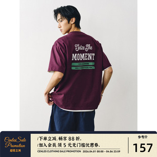 CENLES 宽松美式 休闲印花TEE夏季 复古招牌文字标语T恤男短袖