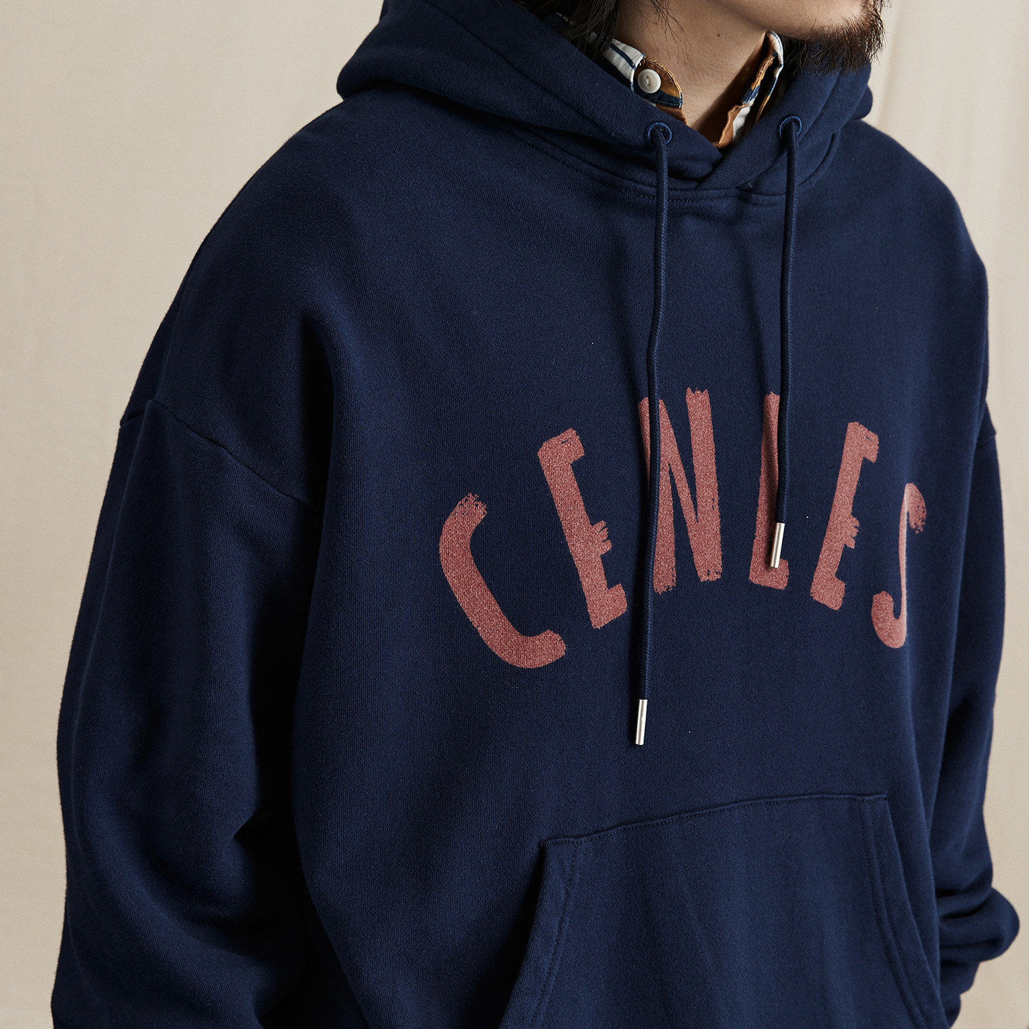 CENLES 美式印花做旧连帽卫衣男宽松复古休闲上衣套头秋冬