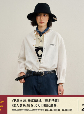 CENLES SS26春季新款 竹节苎麻立领长袖衬衫极简风休闲衬衣开衫