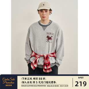 CENLES 复古抓绒圆领卫衣男宽松 未来拓荒者 马年限定 SS26