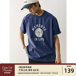 T恤男夏季 CENLES 短袖 常春藤运动 宽松日系复古学院风270G SS25