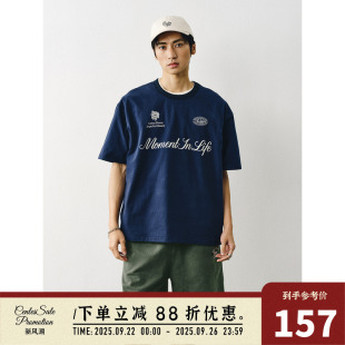 T恤男寬松夏季 CENLES SS25 復古球衣圖案短袖 休閑TEE全棉270G 美式