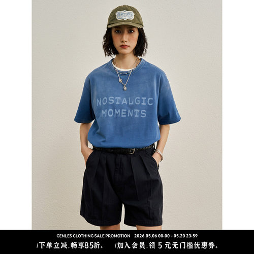 CENLESSS26水洗喷白短袖T恤