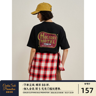 复古休闲印花图案短袖 CENLES 美式 旅馆招牌 纯棉圆领T恤 SS26