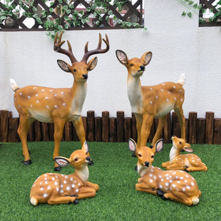 饰品树脂玻璃钢仿真梅花鹿雕塑摆件 庭院户外园林动物装 花园装 饰