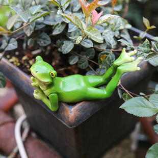 园艺盆景摆件 花园装 饰 庭院 花园小摆件创意卡通小动物青蛙摆件