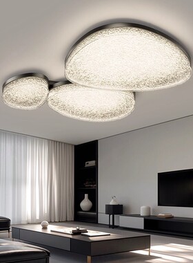2025新款客厅灯现代简约大气轻奢高级感鹅卵石吸顶灯全屋套餐组合