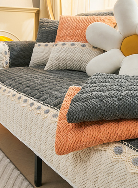 网红灯芯绒冬季沙发垫简约现代防滑四季通用高级灰色加厚套罩