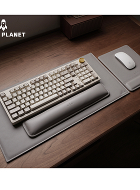 头层牛皮真皮桌垫鼠标垫浅灰色键盘手托高级办公书桌面垫皮垫套装