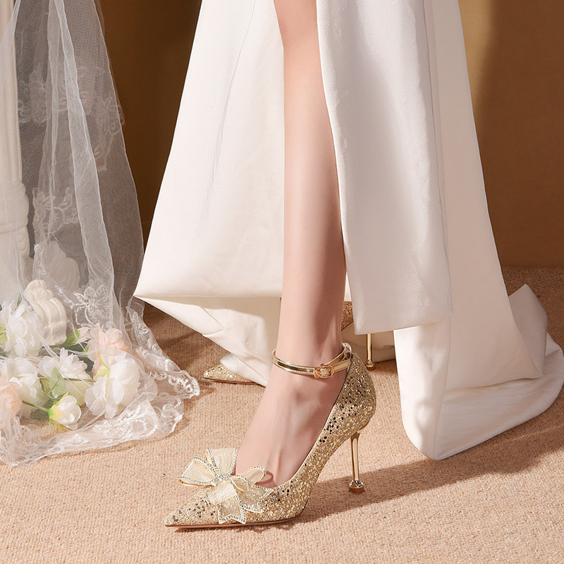 一鞋多穿婚鞋女2025新款春季新娘秀禾主婚纱两穿水晶高跟鞋不累脚,女鞋,浅口单鞋,淘宝优惠券,粉丝福利购,淘宝优惠卷