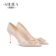 订婚鞋 女2026春季 新款 爱丽拉香槟色法式 禾秀主婚纱两穿新娘高跟鞋